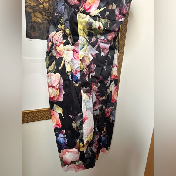 ASOS Asymmetric Bandeau Midi Dress in Dark Flora - Picture 4 of 7